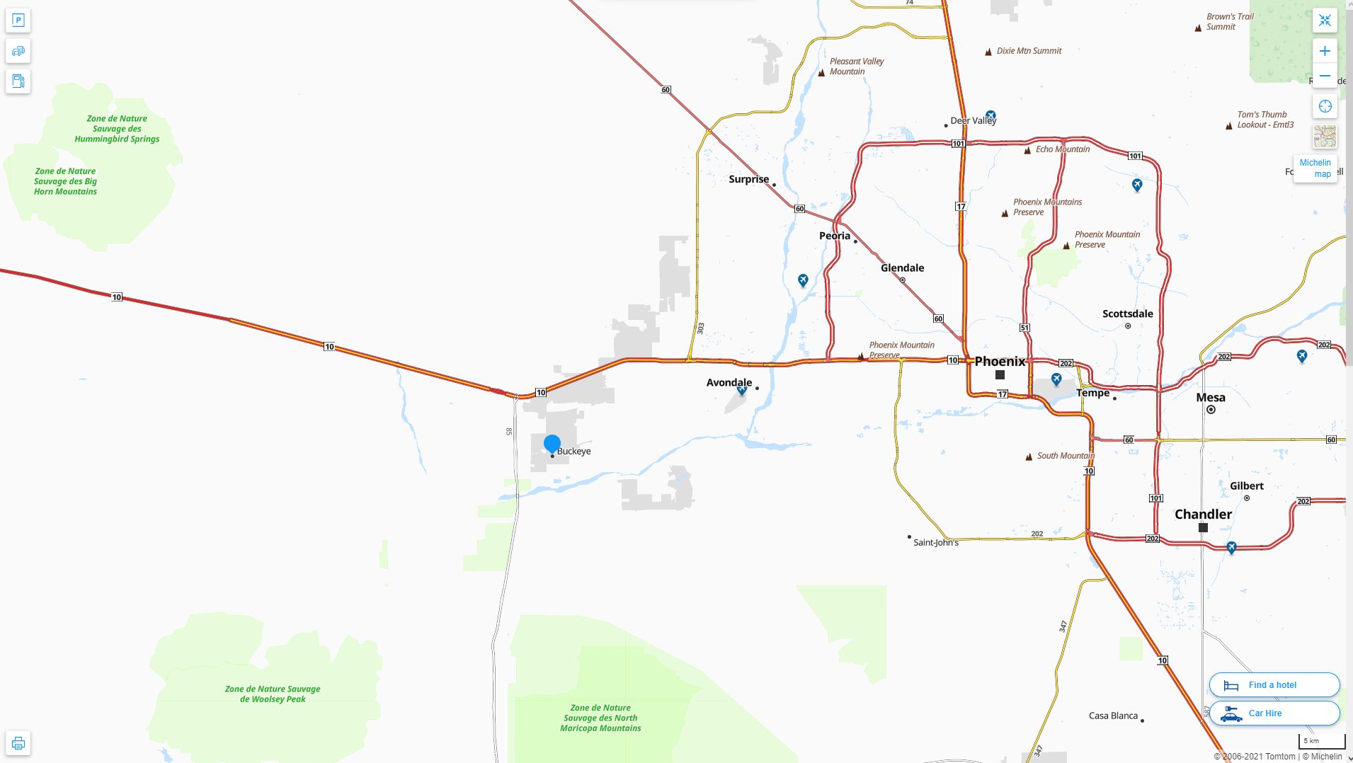 Buckeye Arizona Highway and Road Map